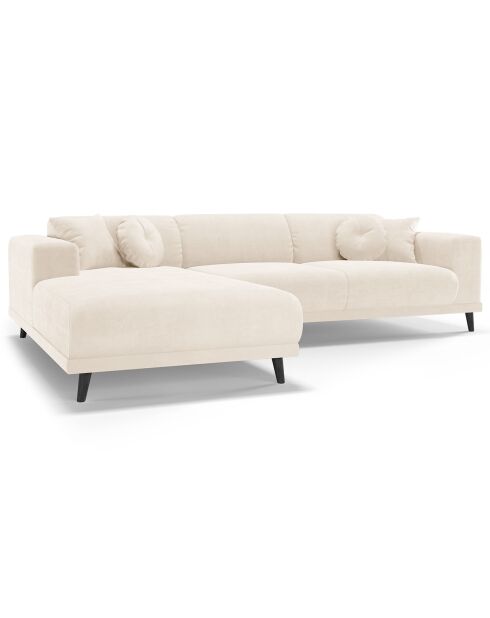 Canapé d'angle Gauche Velours Giorgio 5 Places beige clair - 262x185x74 cm