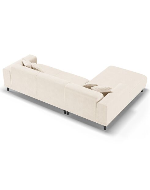 Canapé d'angle Gauche Velours Giorgio 5 Places beige clair - 262x185x74 cm