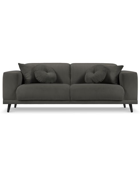 Canapé Giorgio Velours Côtelé 3 Places gris foncé - 203x92x74 cm