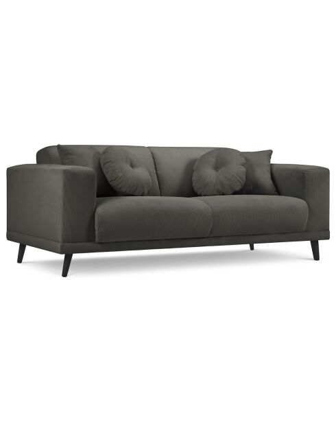 Canapé Giorgio Velours Côtelé 3 Places gris foncé - 203x92x74 cm