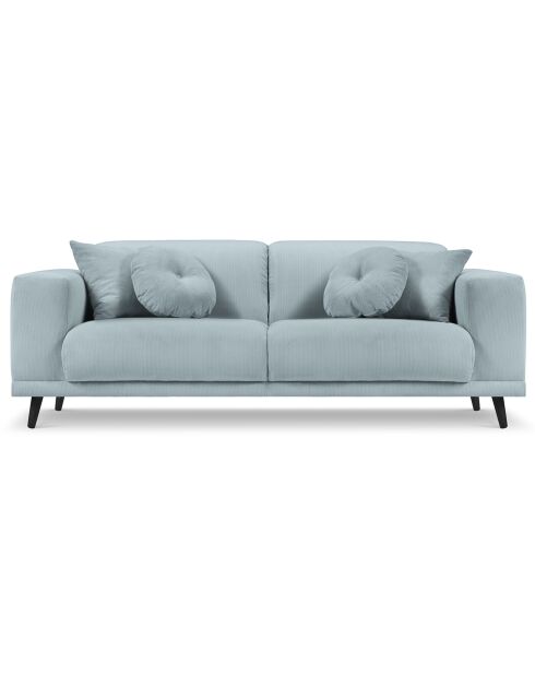 Canapé Giorgio Velours Côtelé 3 Places bleu clair - 203x92x74 cm