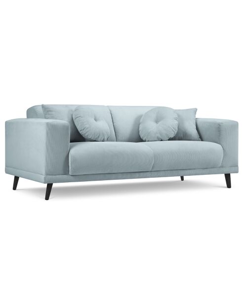 Canapé Giorgio Velours Côtelé 3 Places bleu clair - 203x92x74 cm