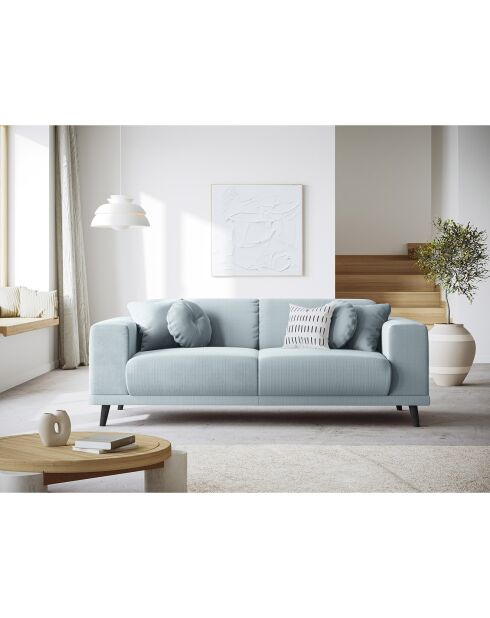 Canapé Giorgio Velours Côtelé 3 Places bleu clair - 203x92x74 cm