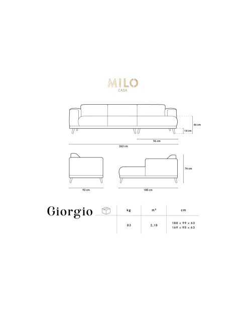 Canapé d'angle Droit Velours Giorgio 5 Places beige clair - 262x185x74 cm