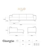 Canapé d'angle Gauche Velours Giorgio 5 Places beige clair - 262x185x74 cm