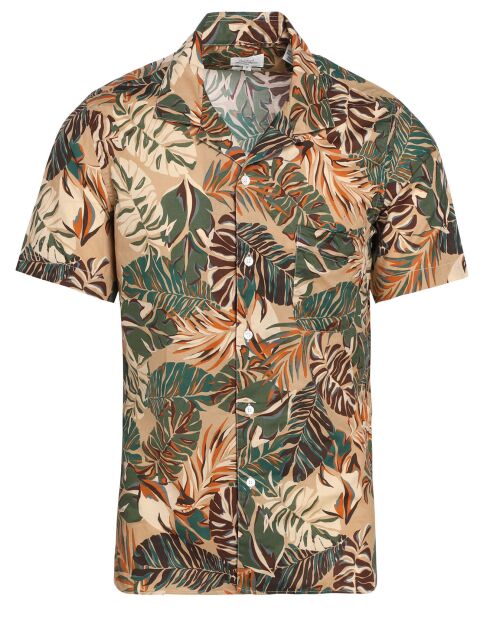 Slim Fit Slam 02 Mc Hemd mit braun/grün/ziegelfarbenem Aufdruck