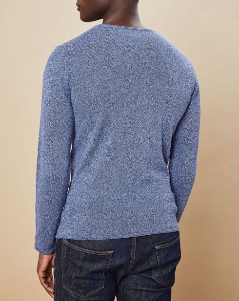 Pull en Coton & Lin Crew bleu chiné