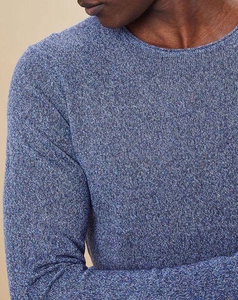 Pull en Coton & Lin Crew bleu chiné