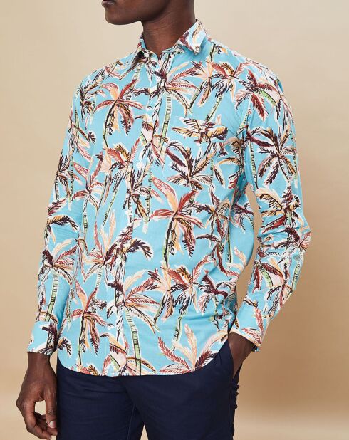 Camicia Slim Fit Storm Aqua Blue con stampa