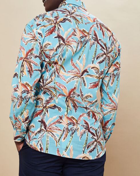 Camicia Slim Fit Storm Aqua Blue con stampa