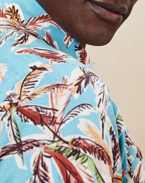 Camicia Slim Fit Storm Aqua Blue con stampa