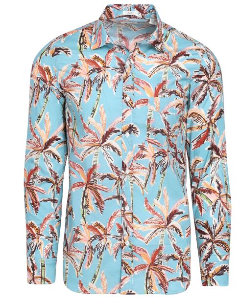 Camicia Slim Fit Storm Aqua Blue con stampa