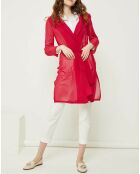 Veste longue 100% Soie Ricard rouge foncé