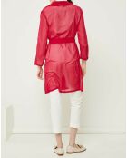 Veste longue 100% Soie Ricard rouge foncé