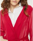 Veste longue 100% Soie Ricard rouge foncé