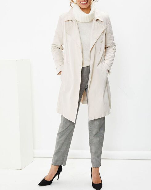 Trench Croisé Ceinture Scacco beige