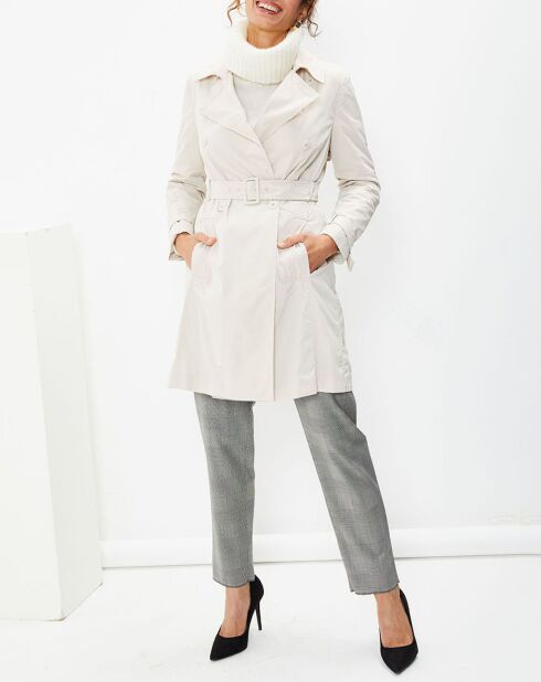 Trench Croisé Ceinture Scacco beige