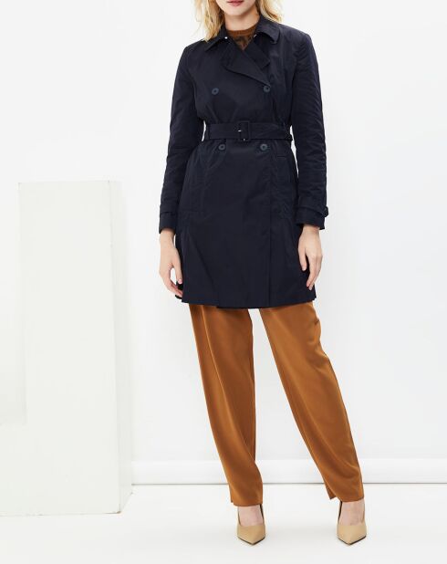 Trench Croisé Ceinture Scacco bleu marine