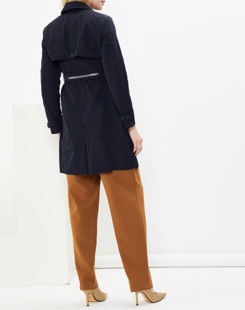 Trench Croisé Ceinture Scacco bleu marine