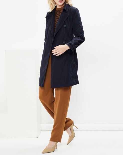 Trench Croisé Ceinture Scacco bleu marine