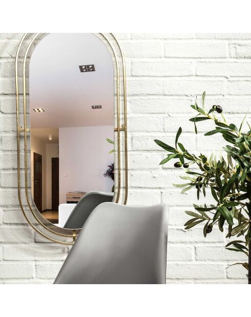 Miroir en métal doré - 90x43 cm