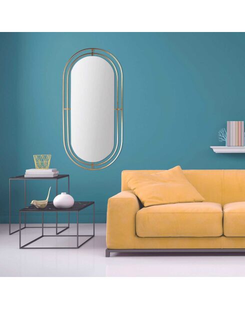 Miroir en métal doré - 90x43 cm