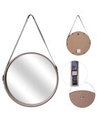 Miroir avec anse beige - D.40 cm