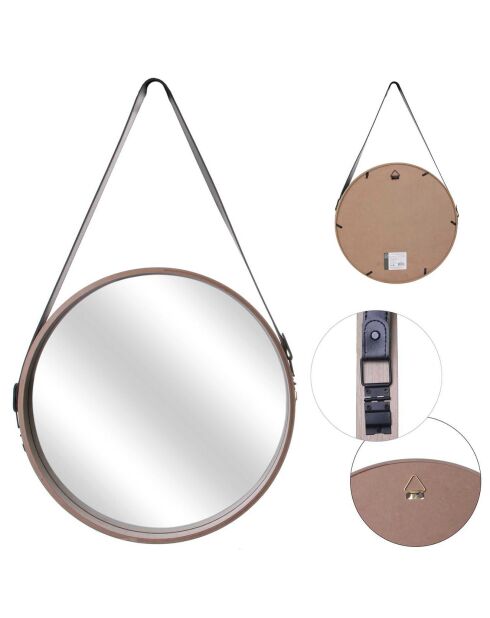 Miroir avec anse beige - D.40 cm