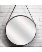 Miroir avec anse noir - D.50 cm