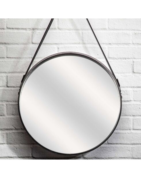 Miroir avec anse noir - D.50 cm