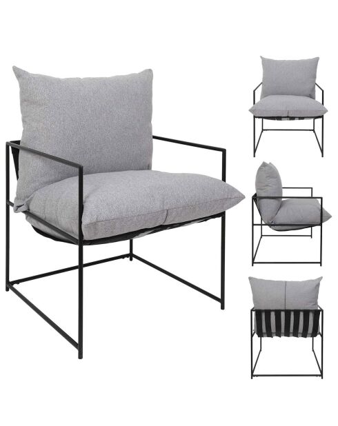 Fauteuil Jonas gris/noir - 61x61x62.5 cm