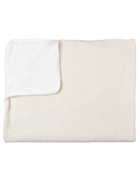 Plaid sherpa bouclé crème - 120x150 cm