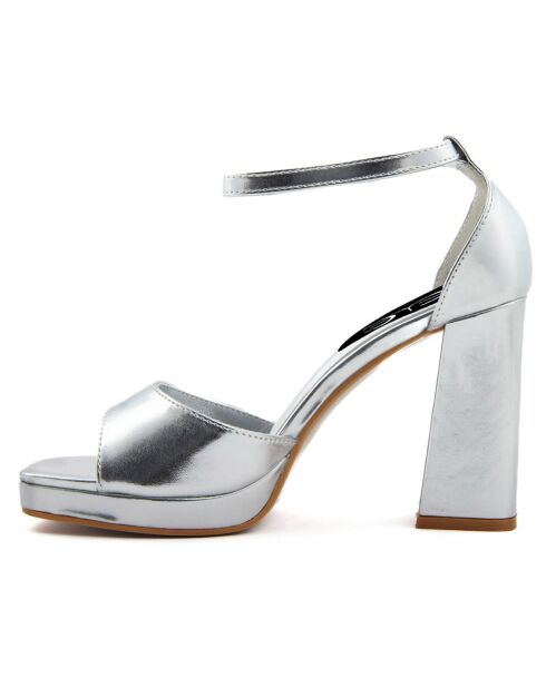 Silberne Mao-Sandalen - 10 cm Absatz