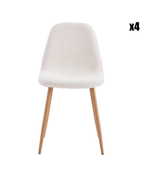 4 Chaises bouclette Freya blanc/marron - 50x86x44 cm
