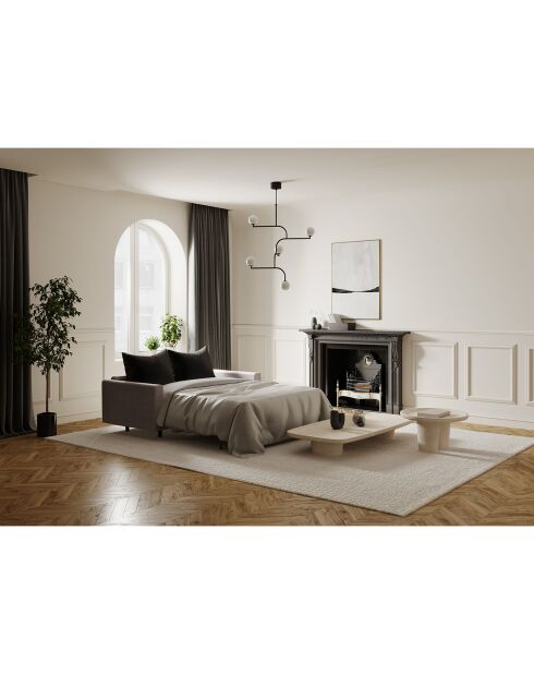 Matratze für Sofabett Lana aus taupebeigem Samt - 180x100x87 cm