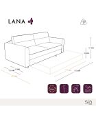 Canapé convertible matelas Lana velours beige taupe - 180x100x87 cm