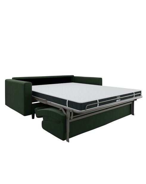 Canapé convertible Lana tissu tramé vert olive - 180x100x87 cm