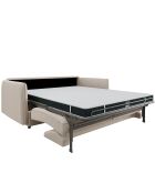 Canapé convertible Isaka tissu tramé beige - 182x100x90 cm