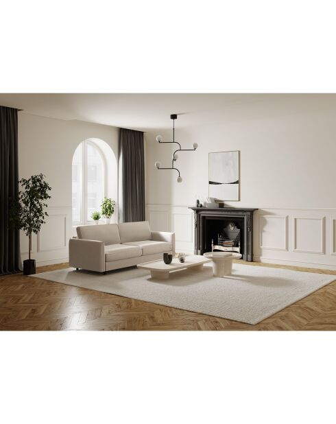 Divano trasformabile Isaka in tessuto intrecciato beige - 182x100x90 cm