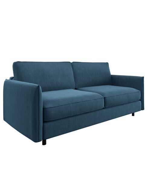 Sofá cama Isaka de tela tejida azul pato - 182x100x90 cm