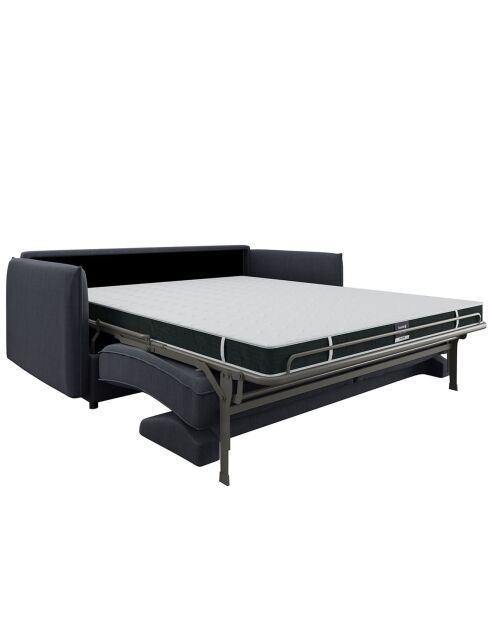 Sofá convertible Isaka de tela tejida gris grafito - 182x100x90 cm