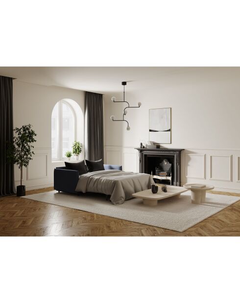 Sofá convertible Isaka de tela tejida gris grafito - 182x100x90 cm