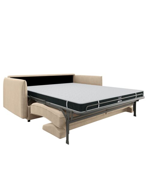 Divano letto Isaka in velluto crema - 182x100x90 cm