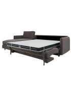 Canapé convertible d'angle gauche matelas Isaka velours gris graphite - 268x166x90 cm