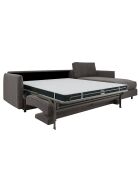 Canapé convertible d'angle droit matelas Isaka velours gris graphite - 268x166x90 cm