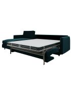 Canapé convertible d'angle gauche matelas Isaka velours bleu paon - 268x166x90 cm