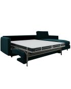 Canapé convertible d'angle droit matelas Isaka velours bleu paon - 268x166x90 cm