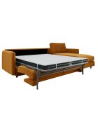 Canapé convertible d'angle droit matelas Isaka velours moutarde - 268x166x90 cm