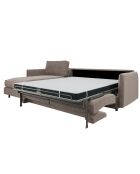 Canapé convertible d'angle gauche matelas Isaka velours taupe - 268x166x90 cm