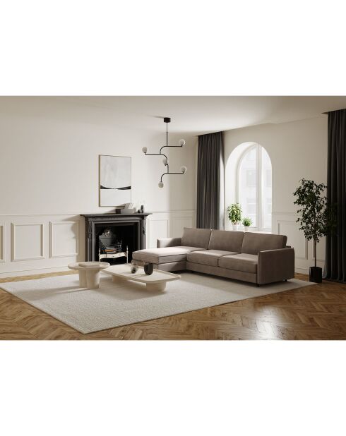 Hoekslaapbank links Isaka matras taupe fluweel - 268x166x90 cm